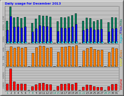 Daily usage for December 2013