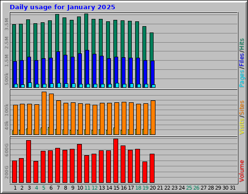 Daily usage for January 2025