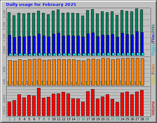 Daily usage for February 2025