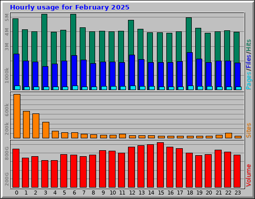 Hourly usage for February 2025