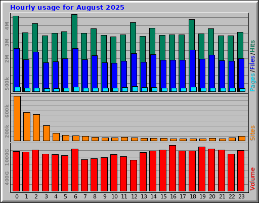 Hourly usage for August 2025